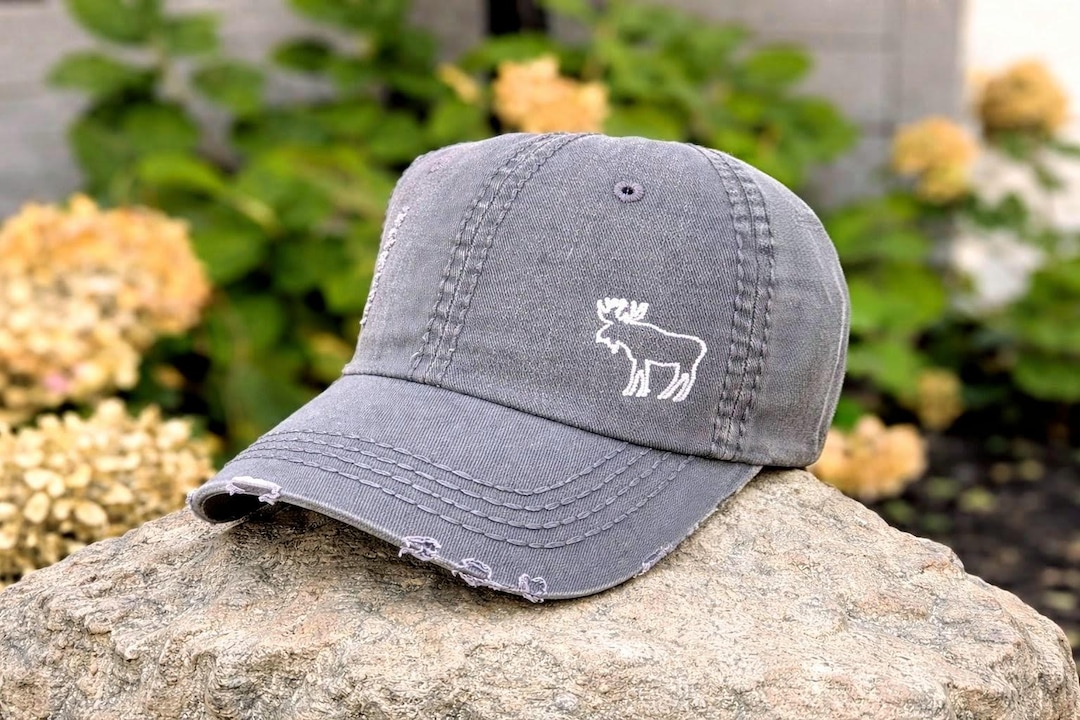 Women's Embroidered Moose Hat: Baseball Cap, Small Design in