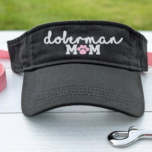 Doberman Dog Mom Or Mama Visor, Embroidered Hat, Gift Paw Print Design