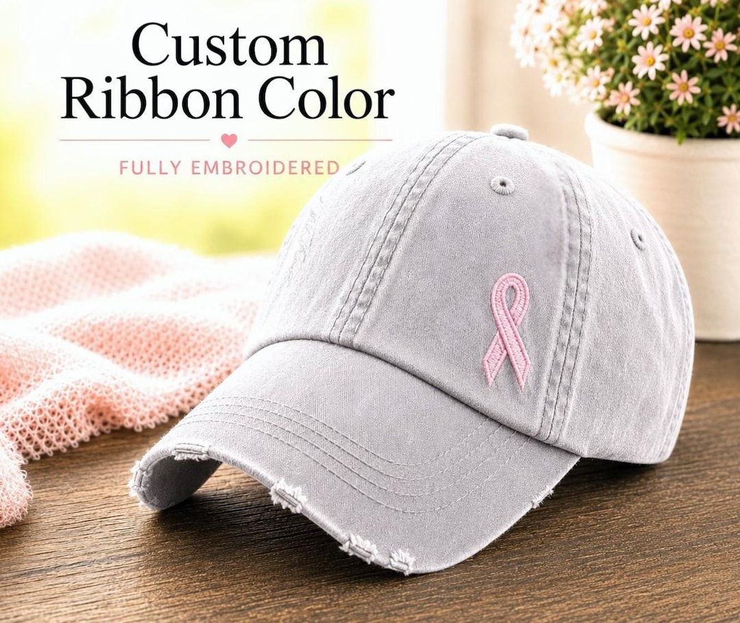 Pattern Cancer Ribbon Cap Cancer Ribbon Hat, Custom Color Baseball Cap, Pink Breast +, Awareness ...