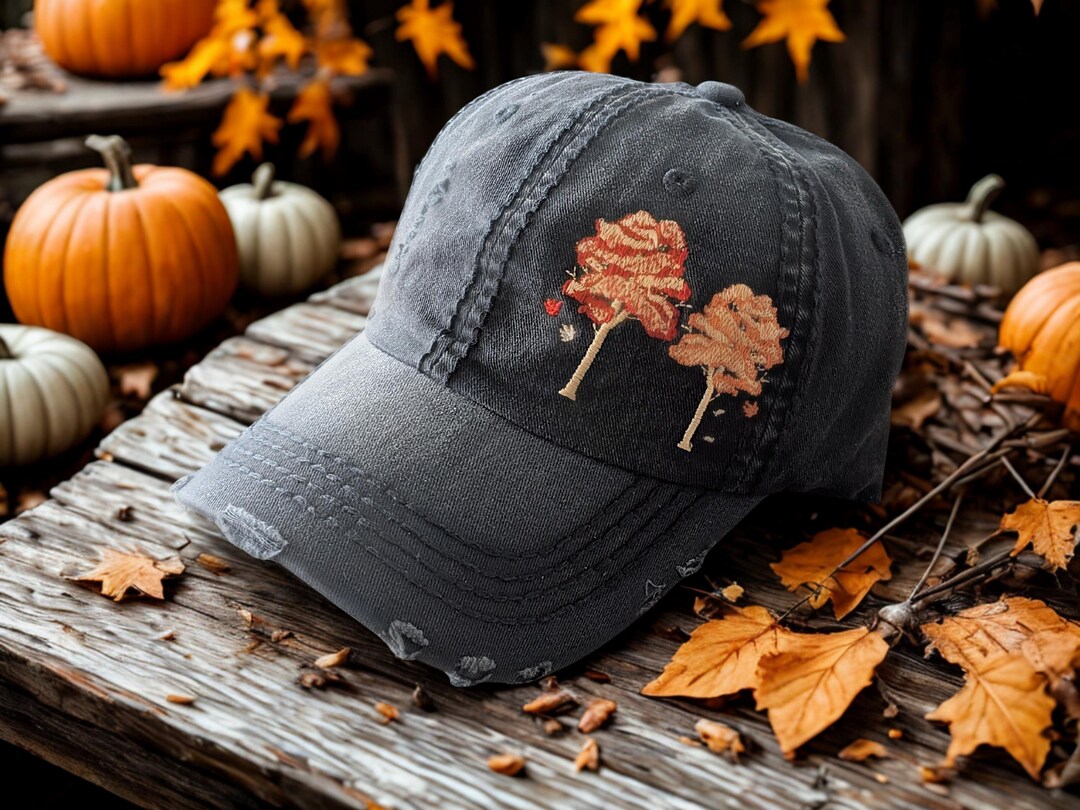 Embroidered Fall Trees Autumn Leaves Baseball Cap Hat: Women's ...
