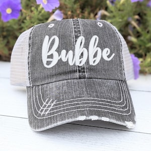 Embroidered Bubbe or Custom Name Mesh Baseball Cap, Personalized Text, Rhinestone Option, Gift