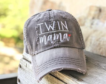 Twin Mama Embroidered Baseball Cap - Mom of Twins Hat, Gift Clothing Present