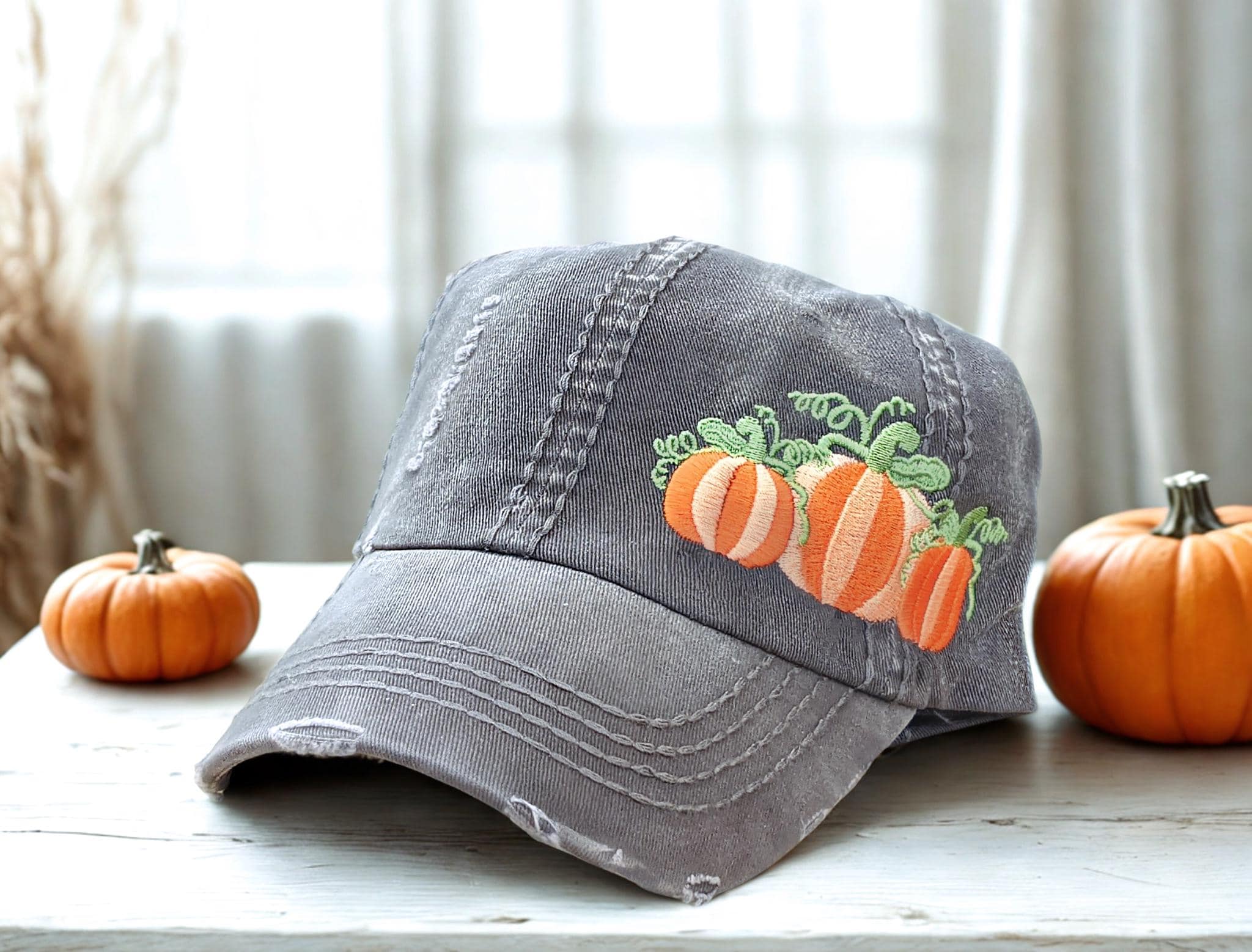 Embroidered Pumpkin Patch Baseball Cap: Women display picture 2