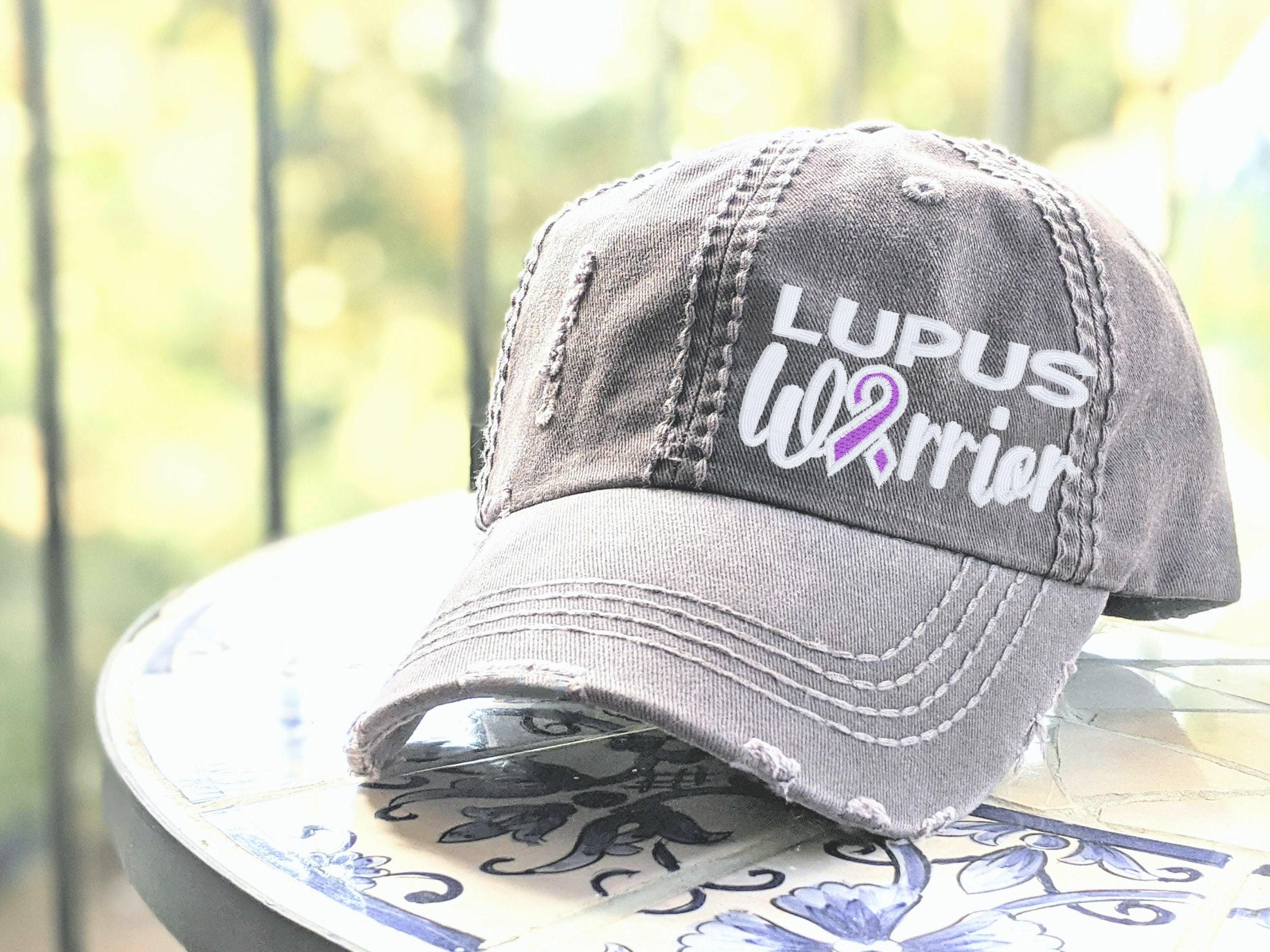 New Custom Designed Light Blue Distressed Baseball Cap w Lilac Sheer Butterfly Solid Pink Butterfly Trucker Hat - Savvy Blake LLC main image 2