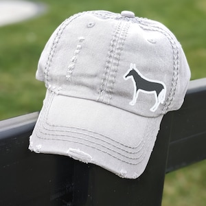 Women&#39;s Mule Hat, Embroidered Sewn Cute Mule Baseball Cap, Shape Silhouette Outline, Gift Present Clothing for Owner Wife Friend Sister Farm