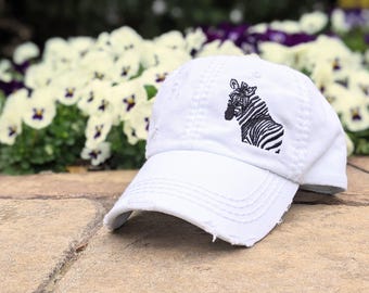 Embroidered Zebra Baseball Cap, Women display picture 2
