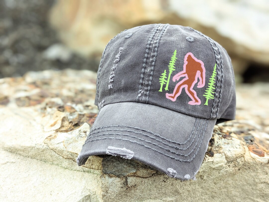 Women's Embroidered Bigfoot Hat, Sasquatch Baseball Cap Her Wife Mom