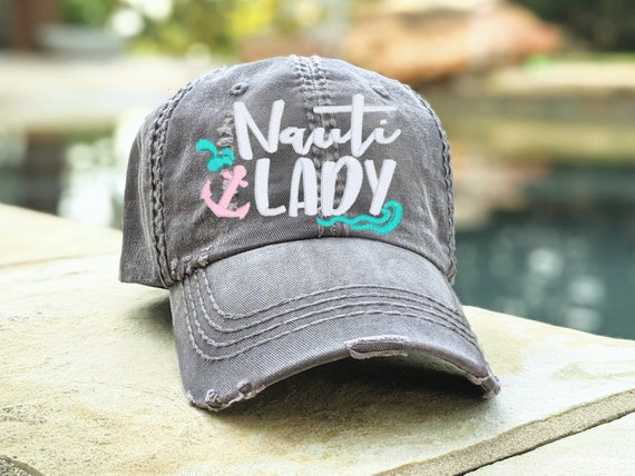 Women's Nauti Lady Boat Lake Anchor Cruise Yacht Fishing Hat, Nautical  Theme Anchor Baseball Cap, Gift for Female Boat Owner, Funny Pun Cute 