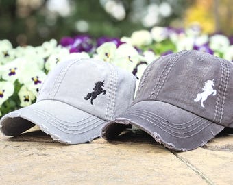 Women's Unicorn Hat Baseball Cap, Embroidered Clothing, Gift Birthday, Small Corner Design