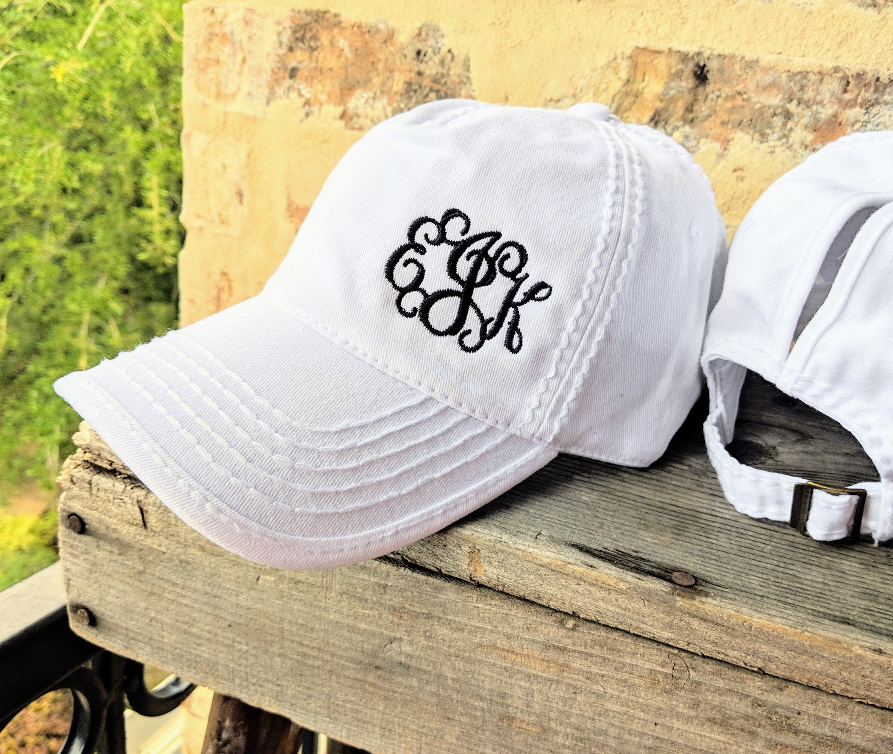 White sales monogrammed hat