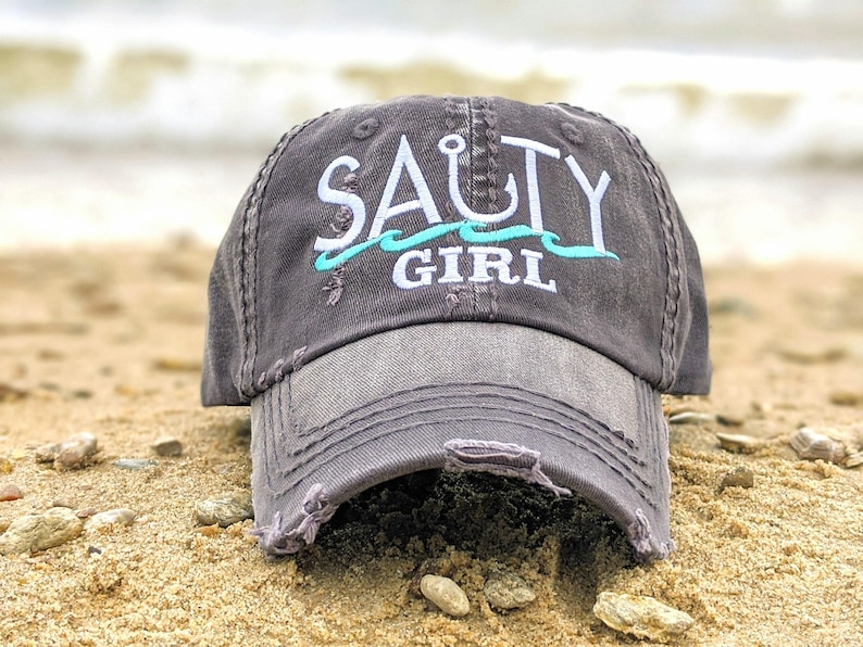 Salty Girl Hat: Women's Salt Water Fishing Hook Baseball Cap, Gift Clothing Present image 1