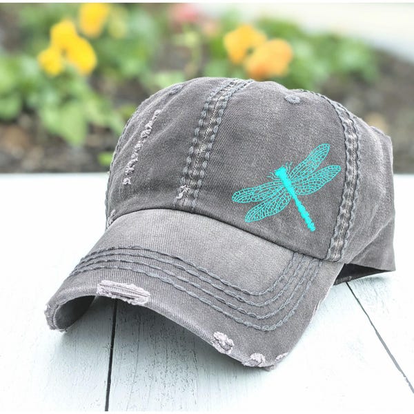 Women's Dragonfly Baseball Cap Hat, Accessories for Nature Lover, Embroidered, Gift Clothing Present