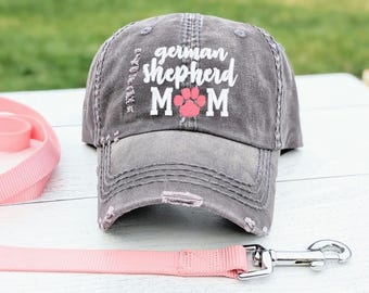German Shepherd Mom Hat: Dog Embroidered Paw Print Baseball Cap, Gift Present Clothing