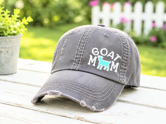 Goat Mom Embroidered Baseball Cap: Hat, Farm Animal Owner Gift Clothing Present, Wife
