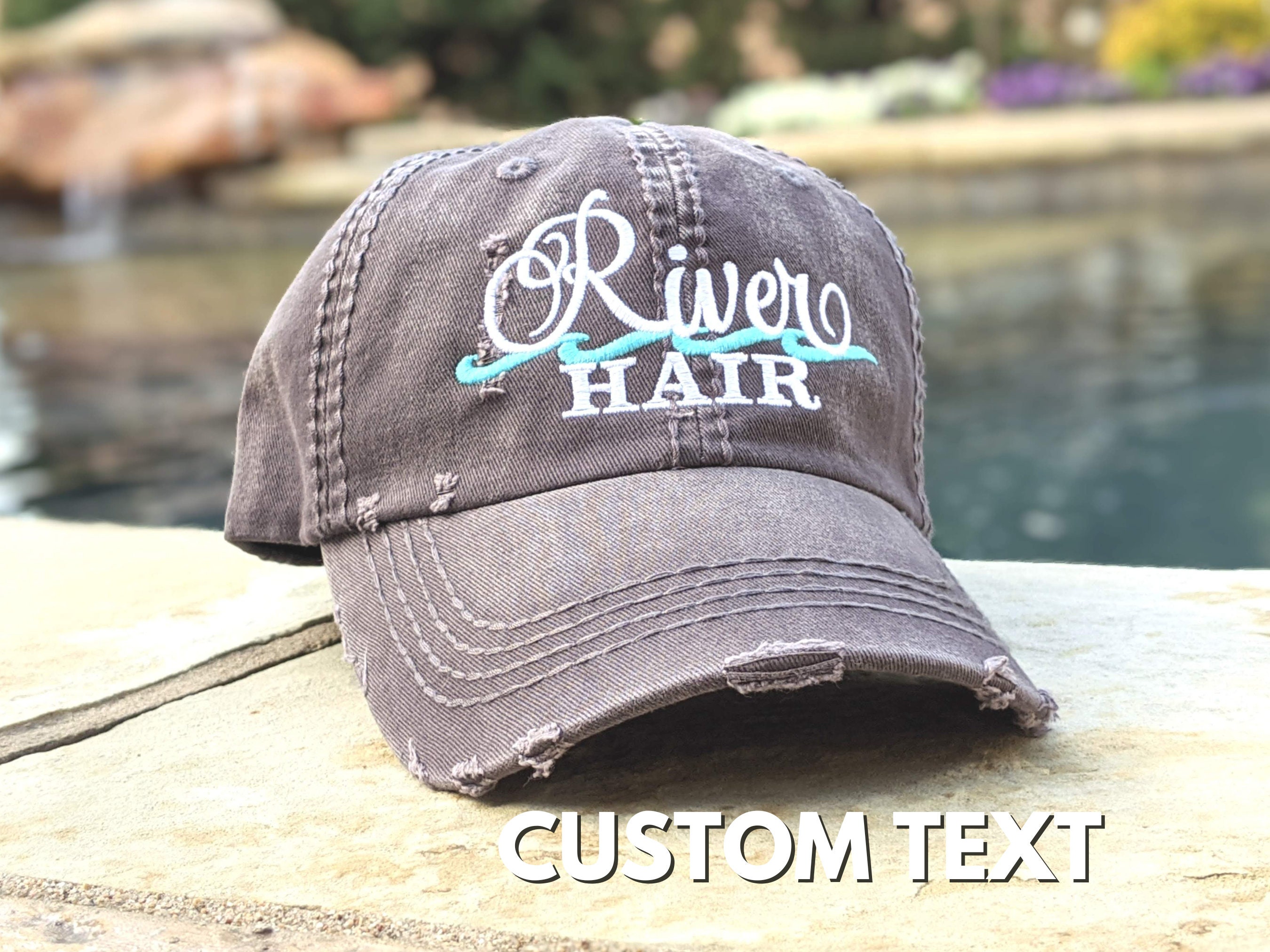 Women's Custom Text River Hat, Embroidered Sewn Baseball Cap, Cute Hair  Funny Pun, White Water Rafting Tubing Monogrammed Gift Present Mom -   Canada