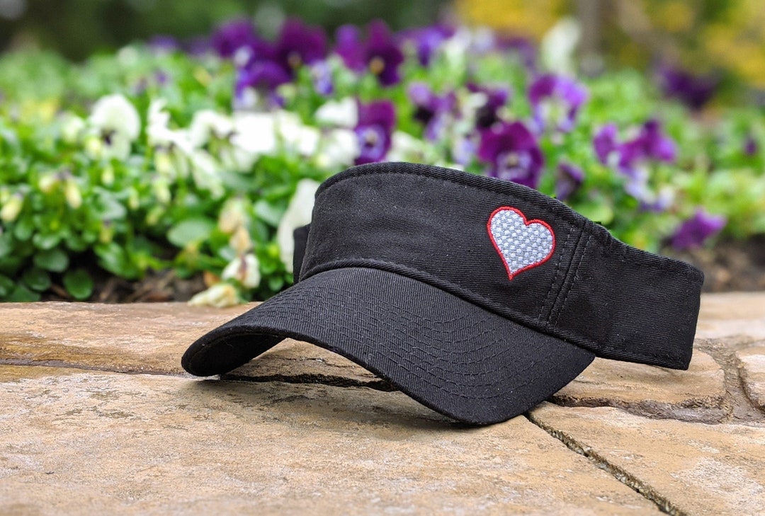 Women's Golf Visor, Embroidered Golf Visor, Heart Shaped Golf Ball