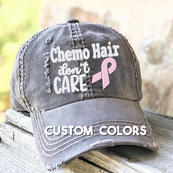 Chemo Hair Don't Care Baseball Cap, Breast Cancer Awareness Baseball Cap, Breast Cancer Baseball Cap, Breast Cancer Hat, Pink Ribbon Cap