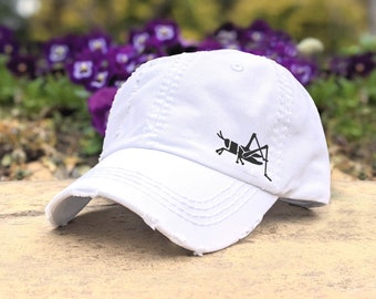 Women's grasshopper hat, cute sewn small tiny grasshopper baseball cap, gift birthday present clothing wife mom friend birthday embroidered