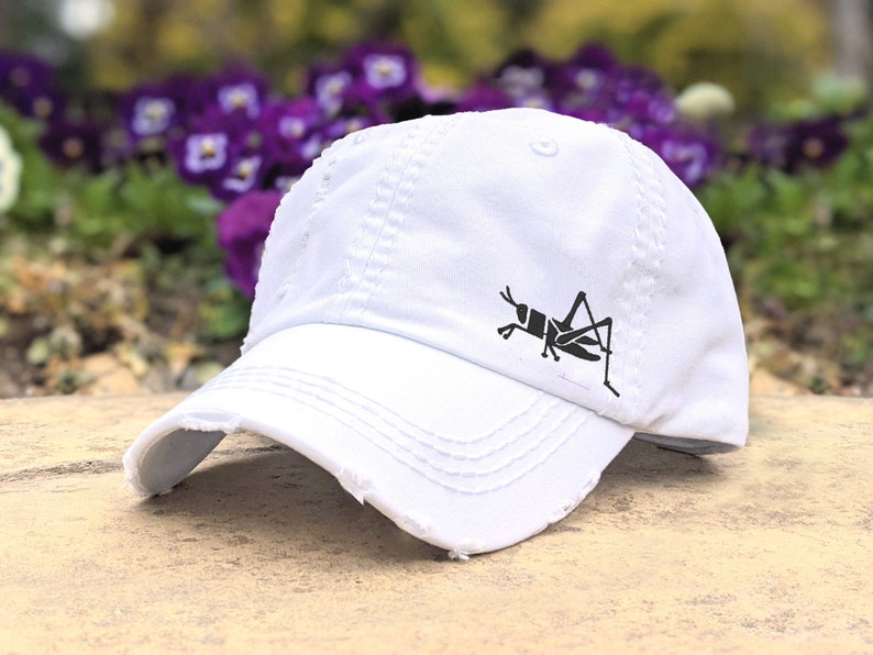 Women's grasshopper hat, cute sewn small tiny grasshopper baseball cap, gift birthday present clothing wife mom friend birthday embroidered image 1