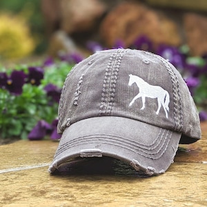 Women's horse baseball cap hat, equestrian tack clothing for owner, embroidered not a patch
