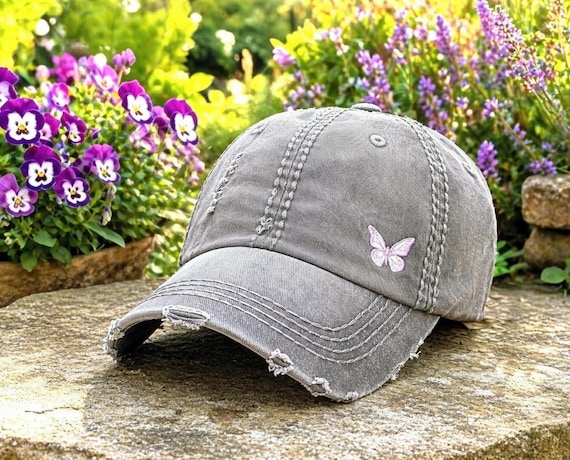 Women's Butterfly Hat Baseball Cap, Embroidered Nature Accessories