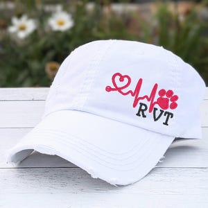 Embroidered Veterinary Hat Baseball Cap: Custom DVM, RVT, CVT, Gift Clothing
