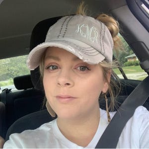 Monogrammed Ponytail Cap: Initials Messy Bun Hat, Choose Font Colors, Women's Gift Clothing Present