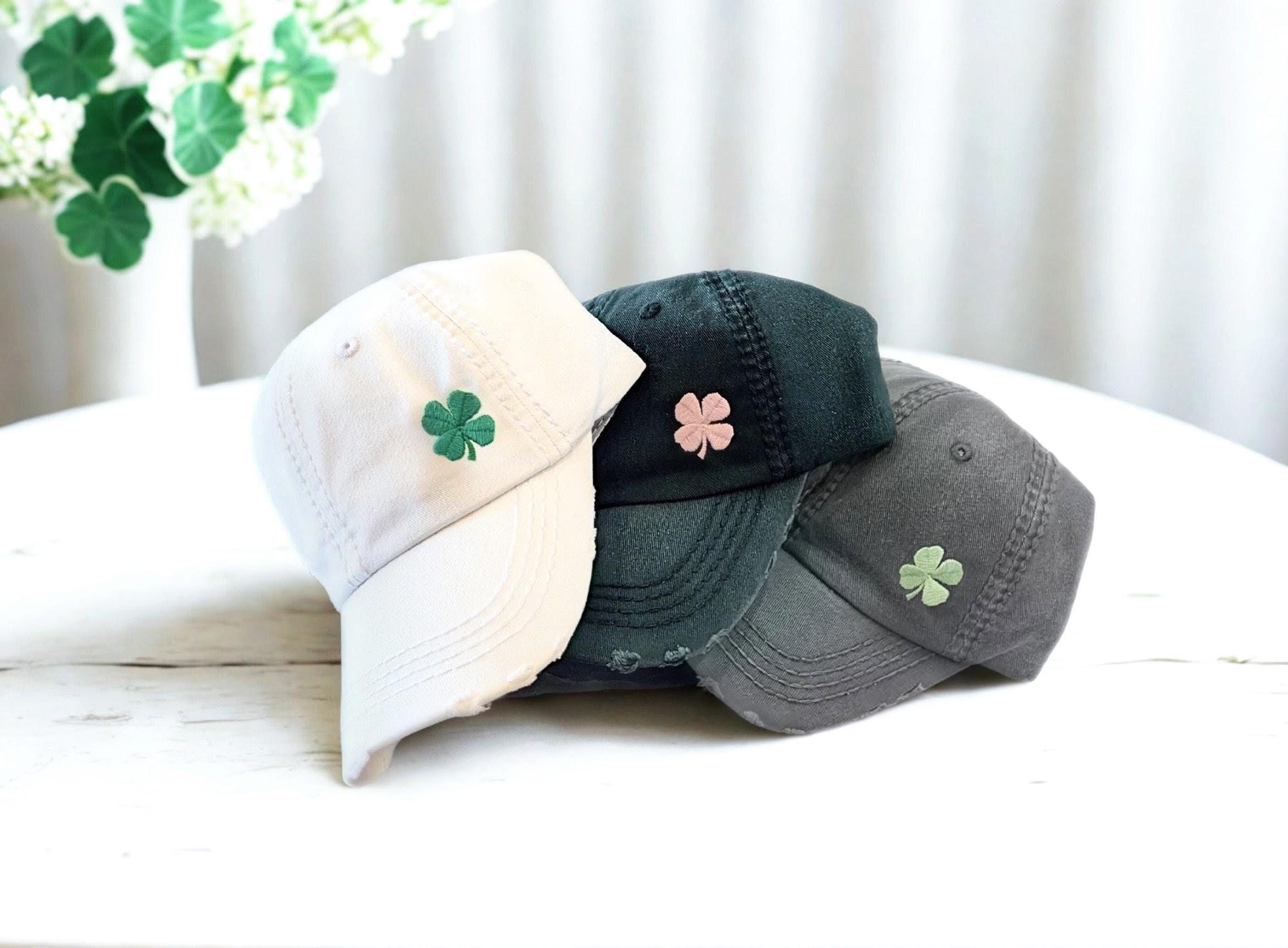 Embroidered Shamrock Four Leaf Clover Baseball Cap: Women