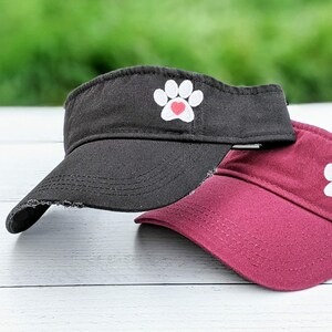 Embroidered Paw Print With Heart Visor: Dog Lover Hat Cap Gift, Sewn in Corner
