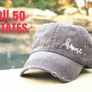 50 States Women's Hat, 50 states hat, women's home hat, 50 states home hat, home baseball cap, home birthday gift, home gift, cute state hat