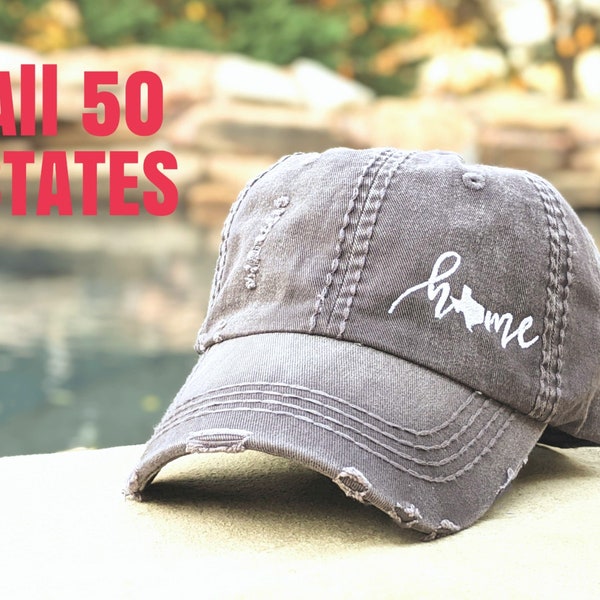 50 States Women's Hat, 50 states hat, women's home hat, 50 states home hat, home baseball cap, home birthday gift, home gift, cute state hat