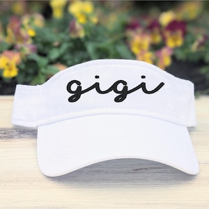 Gigi or custom text visor embroidered, personalized choose font name hat cap, white more