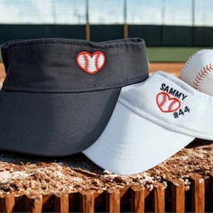 Embroidered Baseball Visor: Custom Name & Number Option, Heart Detail, Mom Wife Team, Gift Clothing