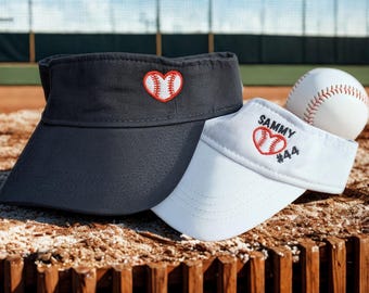 Embroidered Baseball Visor: Custom Name & Number Option, Heart Detail, Mom Wife Team, Gift Clothing