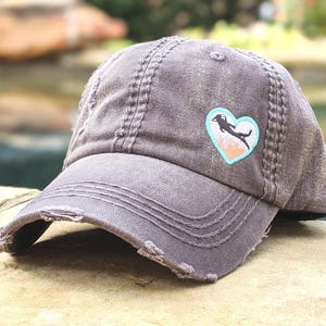 Women's Scuba Diving Baseball Cap: Embroidered Heart, Optional Custom Text, Female Diver