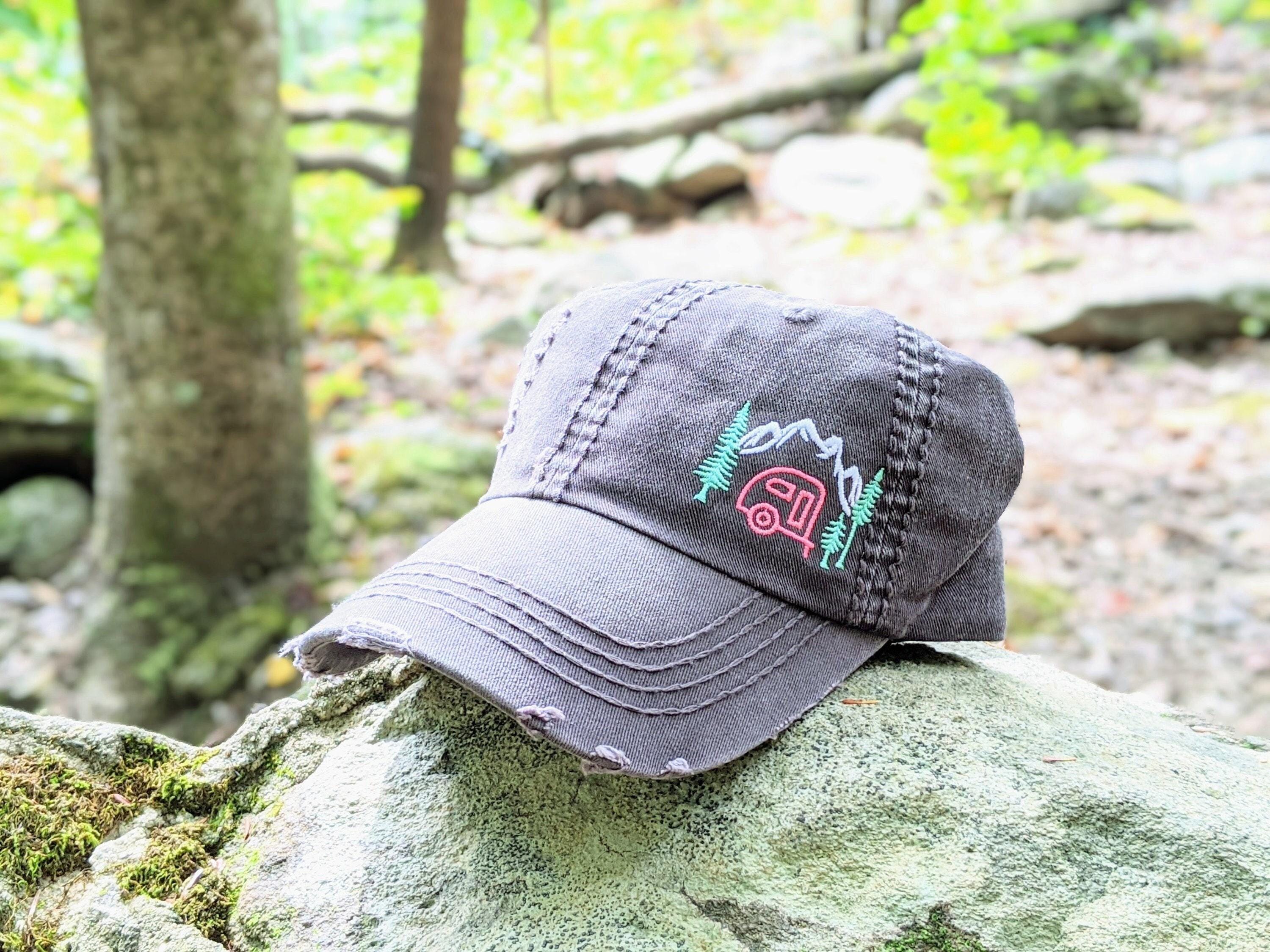 Lakegirl Embroidered Letters Logo Floral Distressed Strapback Women\'s Cap Hat LakeGirl Hat Cap Strap Back Adjustable Blue Adult  main image 4