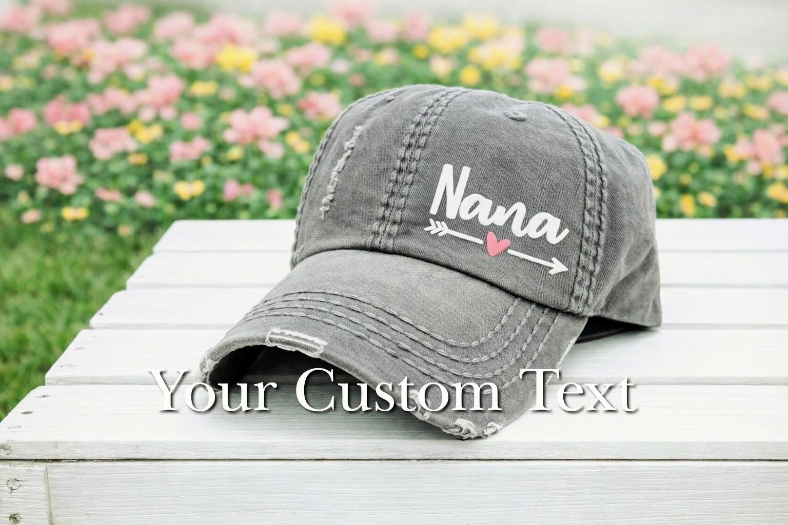 Embroidered Nana Hat: Women's Baseball Cap, Custom Nickname, Heart