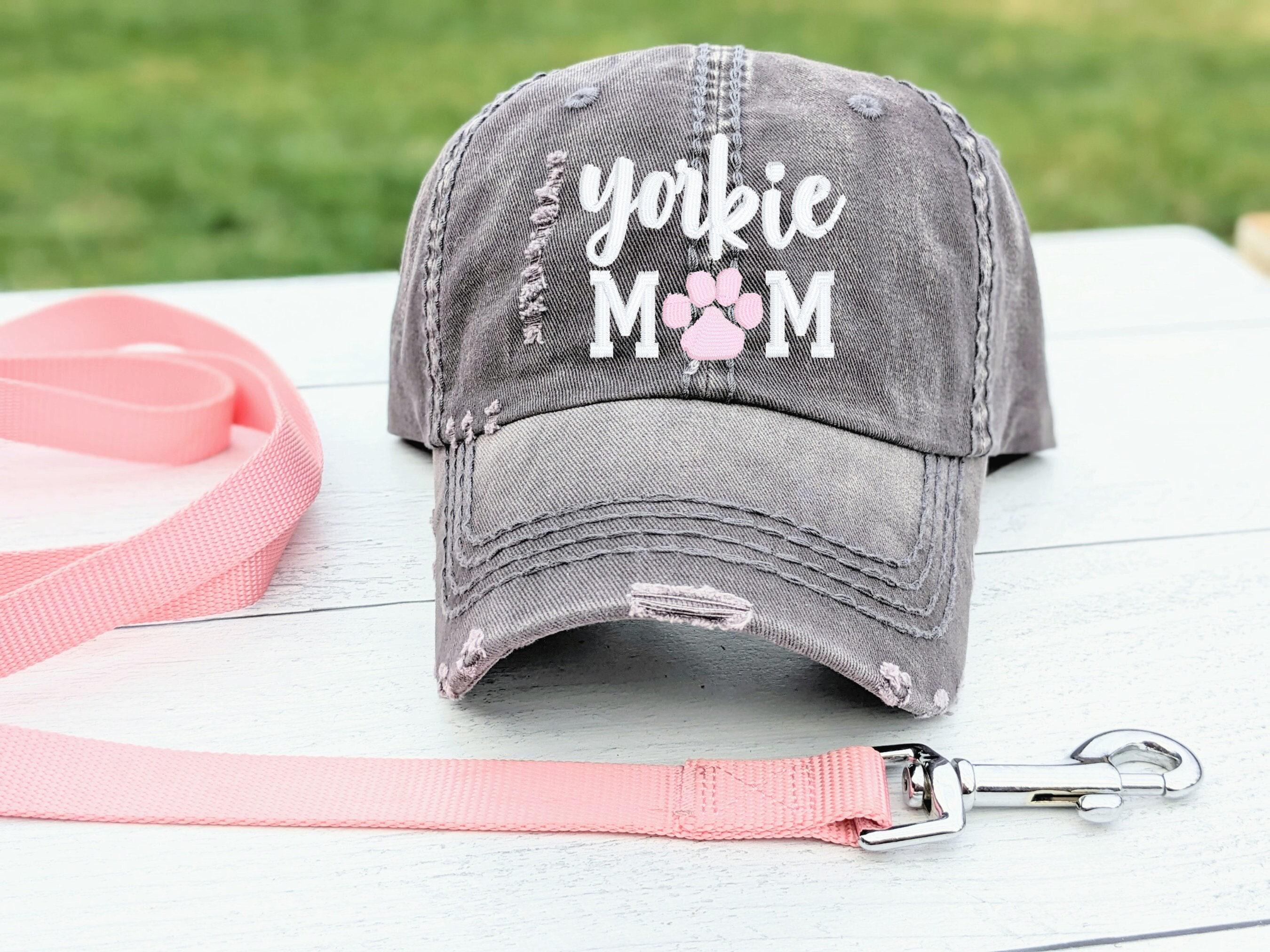 Yorkie Dog Mom Hat: Yorkshire Terrier Dog Embroidered Paw  display picture 1