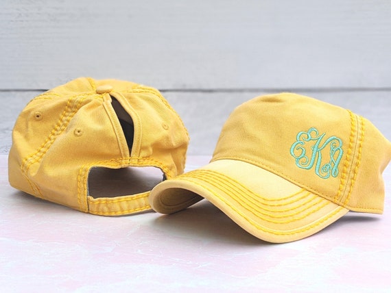 monogrammed ponytail hat