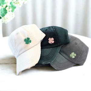 Embroidered Shamrock 4 Leaf Clover Hat Baseball Cap: Women's St. Patrick's Day Irish Gift