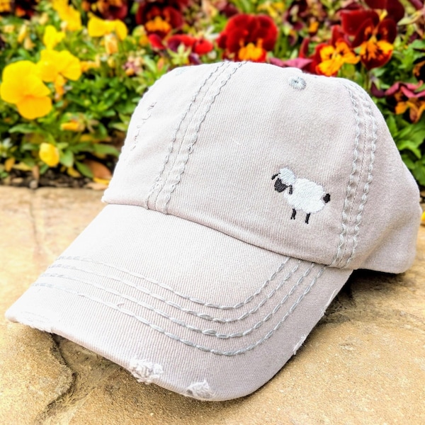 Women's Sheep Baseball Cap Hat, For Farmer Owner, Small Corner Sewn Design, Gift Clothing