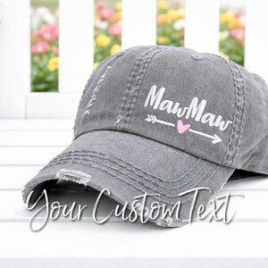 Women's Embroidered MawMaw or Custom Text Baseball Cap: Personalized Name, Gift Clothing