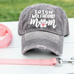 Embroidered Irish Wolfhound Mom or Dog Mama Hat: Paw Print Baseball Cap, Gift Clothing