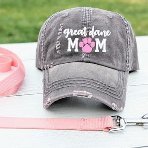 Great-Dane Mom Hat: Women's Dog Embroidered Paw Print Baseball Cap, Gift Present Clothing image 1