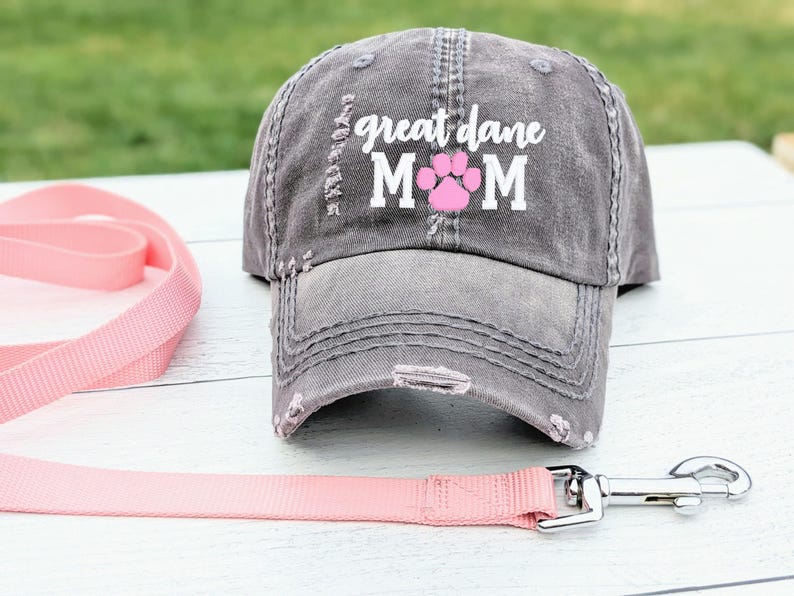 Great-Dane Mom Hat: Women's Dog Embroidered Paw Print Baseball Cap, Gift Present Clothing image 1