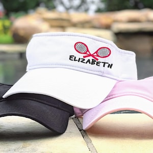 Embroidered Tennis Visor: Custom Name Momo, Racket Design, Gift for Player Team