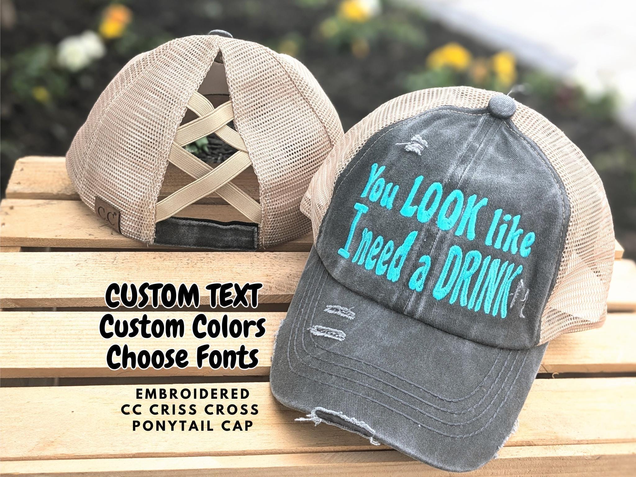 Criss Cross Back Ponytail Baseball Cap with Sayings, Adjustable C.C Criss-Cross Ponytail Caps for Women, Teens & Children  main image 2