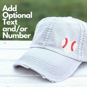 Women's Baseball Heart Hat Baseball Mom Cap Team 