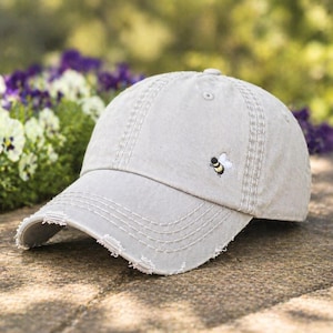 Women's Embroidered Bee Baseball Cap: Hat, Small Tiny Corner Design, Gift Clothing Present