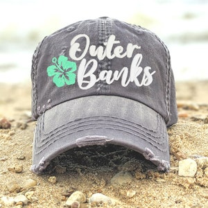 Women's outer banks north carolina hat baseball cap, cute embroidered vacation girls girl's trip hats, clothing birthday gift present her
